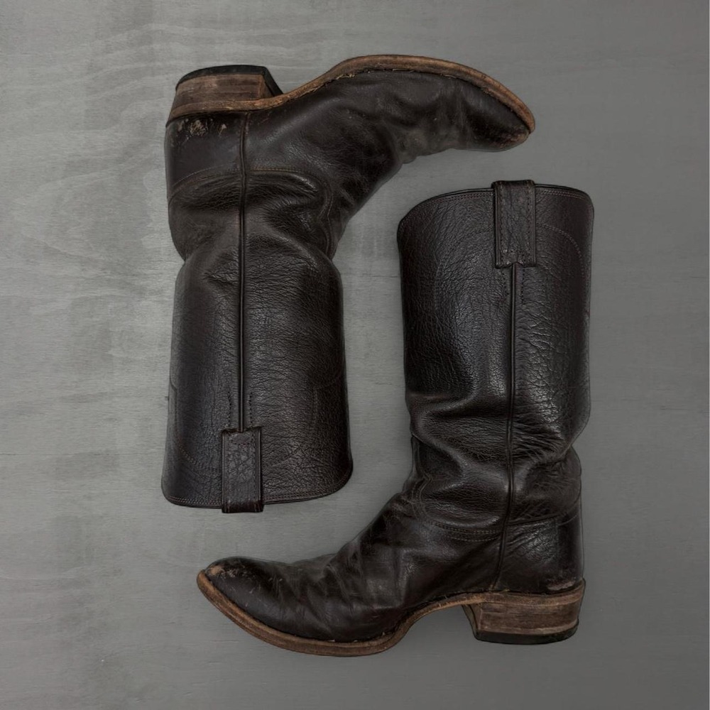 Vintage Justin Cowboy Boots Dark Brown Leather  1127 Pointed Toe USA 10 EE